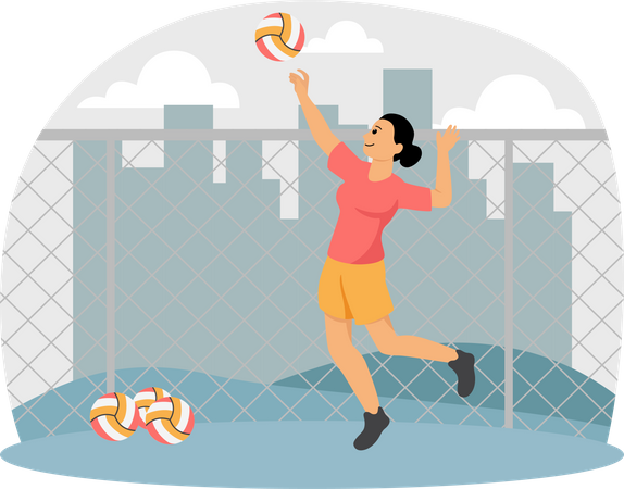 Woman playing volleyball  Illustration