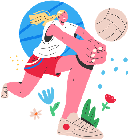 Woman Playing Volleyball  Illustration