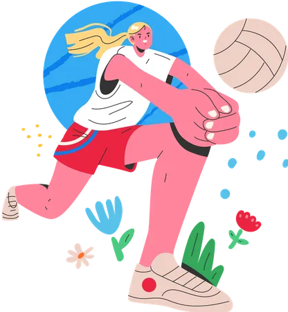 Woman Playing Volleyball  Illustration