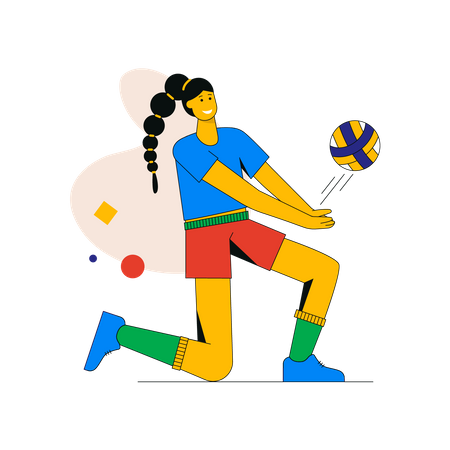 Woman playing volleyball  Illustration