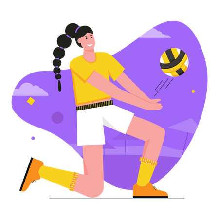 Woman playing volleyball  Illustration