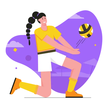 Woman playing volleyball  Illustration