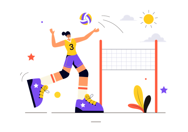 Woman playing volleyball in tournament  Illustration