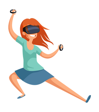 Woman playing VR Game Illustration