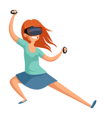Woman playing VR Game Illustration