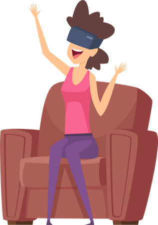 Woman playing vr game  Illustration