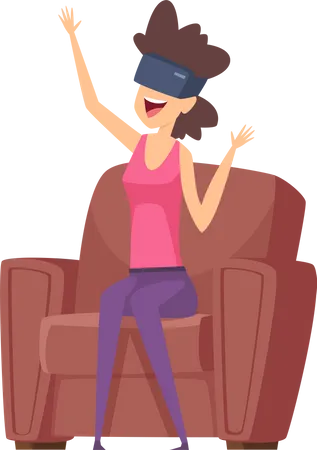 Woman playing vr game  Illustration