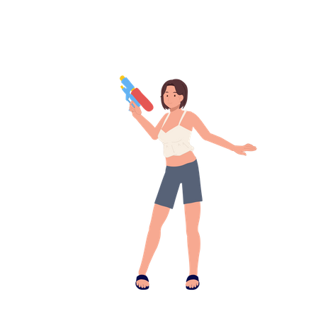 Woman playing with water  일러스트레이션