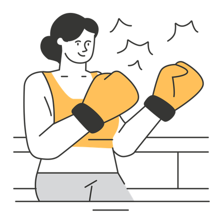 Woman plays boxing  Illustration