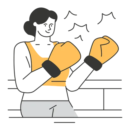 Woman plays boxing  Illustration