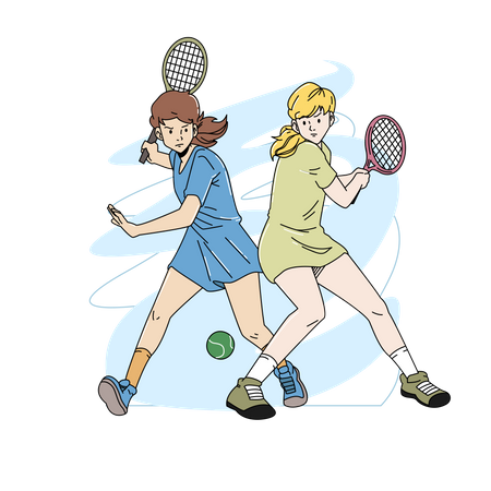 Woman plying tennis sport  Illustration