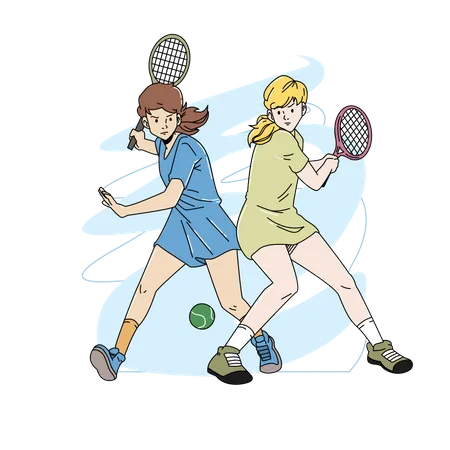 Woman plying tennis sport  Illustration