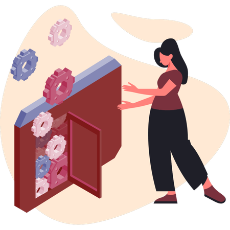 Woman pointing 3D setting  Illustration