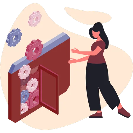 Woman pointing 3D setting  Illustration