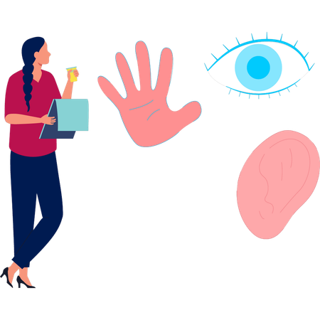 Woman pointing about human body part  Illustration