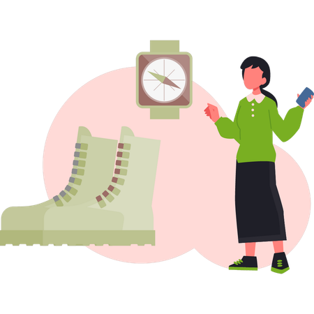 Woman  pointing army shoes  Illustration