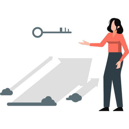 Woman pointing arrow graph  Illustration