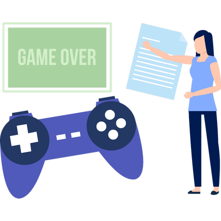 Woman Pointing At Game Controller  イラスト