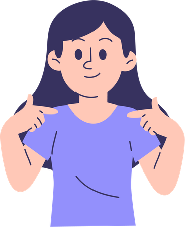 Woman Pointing At Herself  Illustration