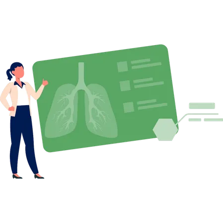 Woman pointing at lungs structure  Illustration
