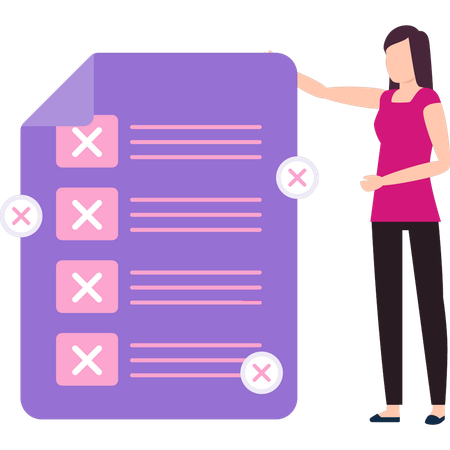 Woman Pointing At No Data Paper  Illustration