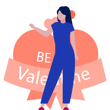 Woman pointing at valentines day gift  Illustration