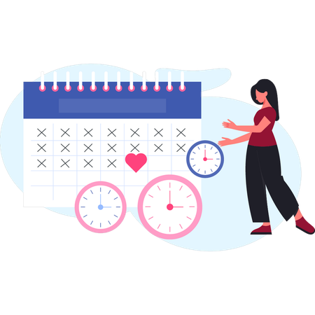 Woman  pointing baby delivery date  Illustration