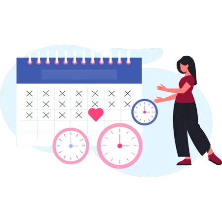 Woman  pointing baby delivery date  Illustration