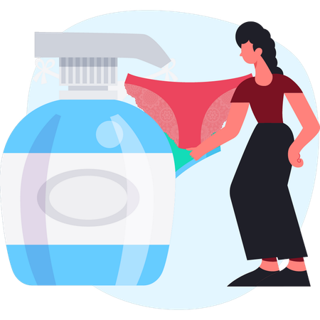 Woman  pointing baby lotion  Illustration