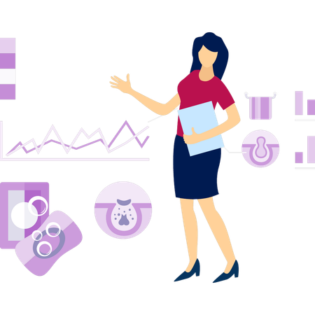 Woman pointing body wash soap  Illustration