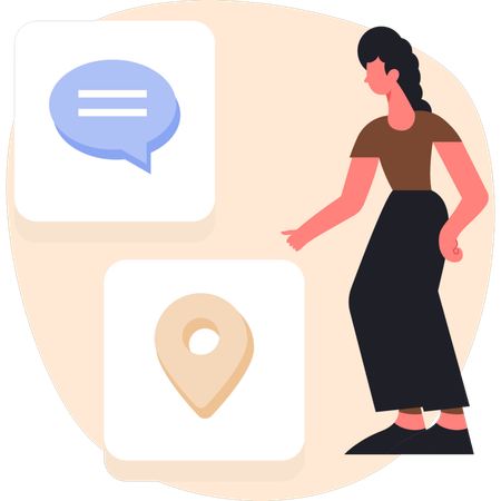 Woman pointing chat bubble  Illustration