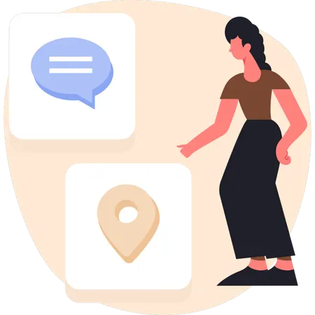 Woman pointing chat bubble  Illustration