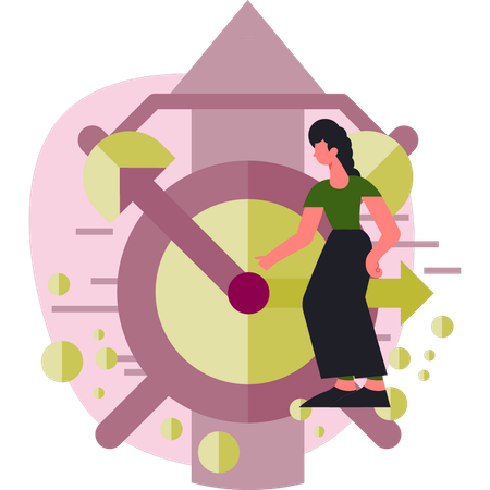 Woman pointing compass  Illustration