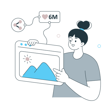 Woman Pointing Content Sharing  Illustration