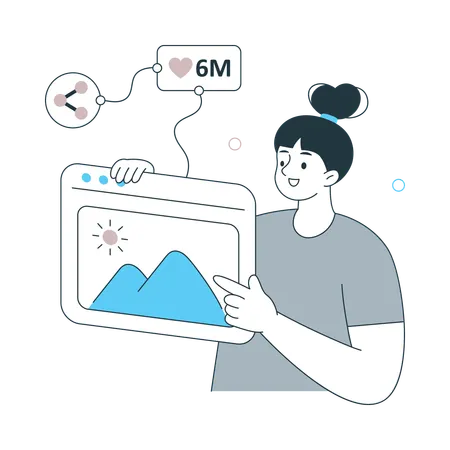 Woman Pointing Content Sharing  Illustration