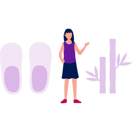 Woman pointing converse shoes  Illustration