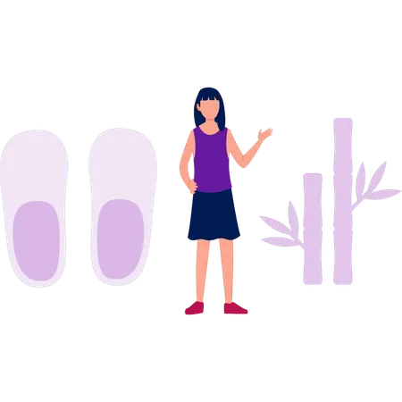 Woman pointing converse shoes  Illustration