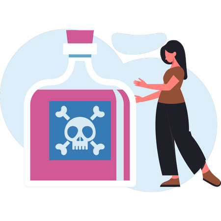 Woman  pointing dangerous liquid  Illustration