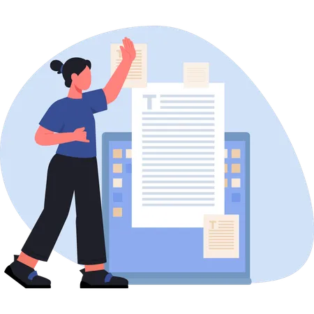 Woman pointing document paper  Illustration