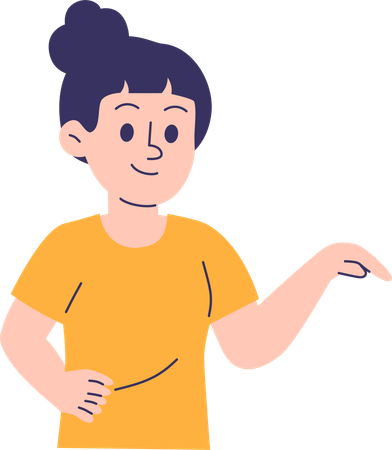 Woman Pointing Down Illustration