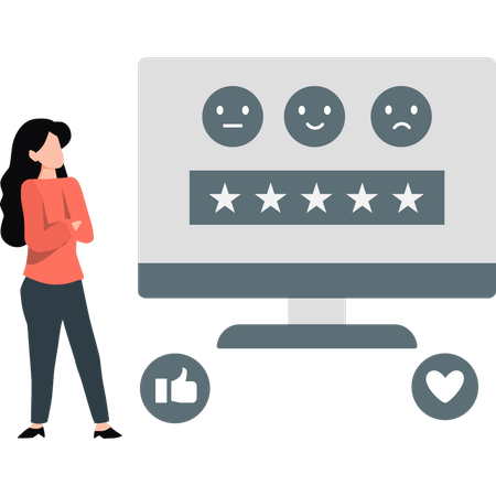 Woman pointing emoji star rating  Illustration