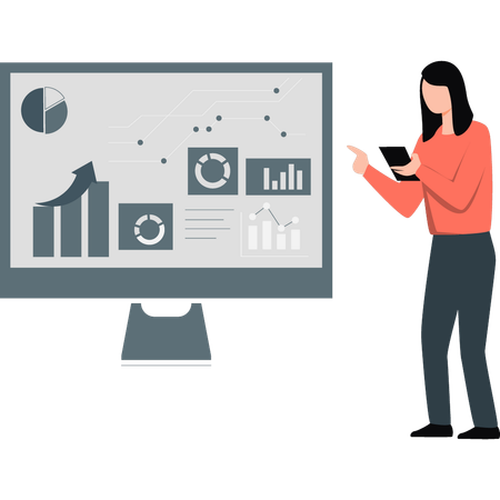 Woman pointing financial profit business  Illustration