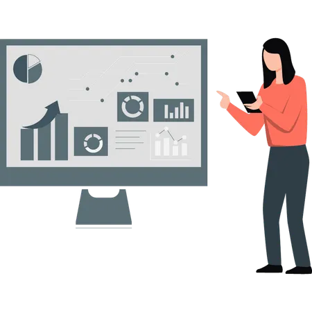 Woman pointing financial profit business  Illustration