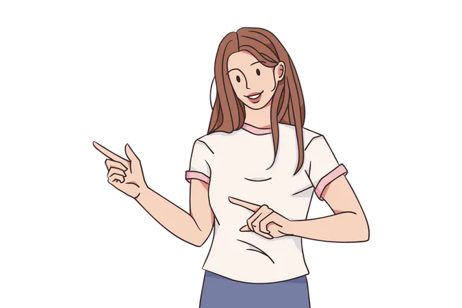 Woman pointing finger  Illustration