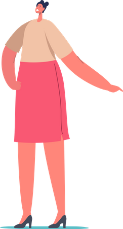 Woman pointing finger  イラスト