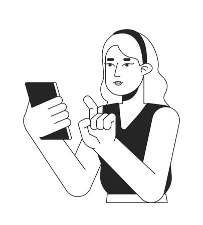 Woman pointing finger on smartphone  Illustration