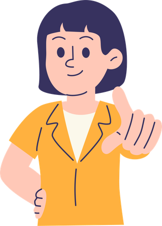Woman Pointing Forward  Illustration