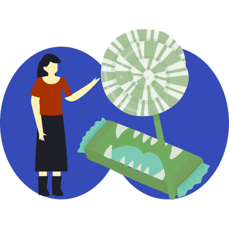 Woman pointing halloween sweet  Illustration