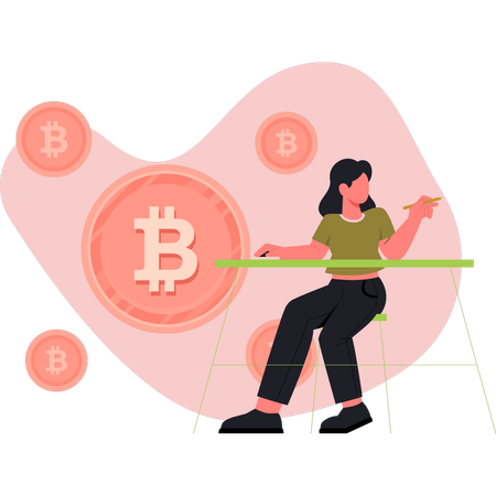 Woman pointing huge crypto profit  Illustration