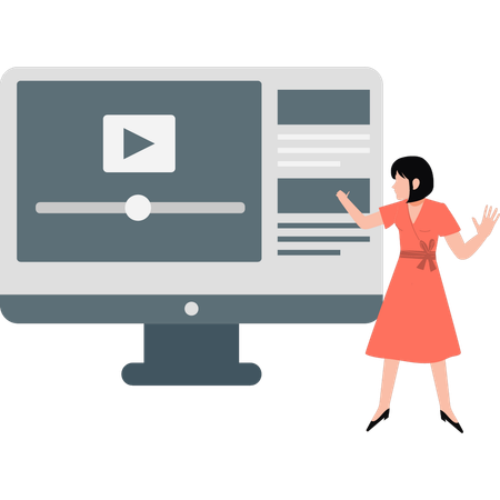 Woman pointing information technology website  Illustration